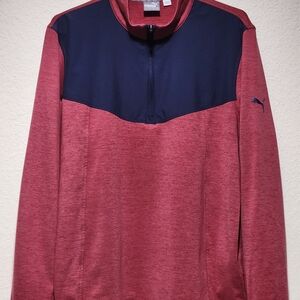 Puma ¼ Zip Sample Pullover Men’s M Red Blue Poly Spandex Long Sleeve Size S